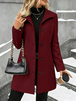 Load image into Gallery viewer, Women's Wool Coat Notch Collar Single Breasted Longline Style
