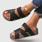Load image into Gallery viewer, Women's Orthopedic Sandals Woven Crossover Strap Wedge Platform Slip On Open Toe Style
