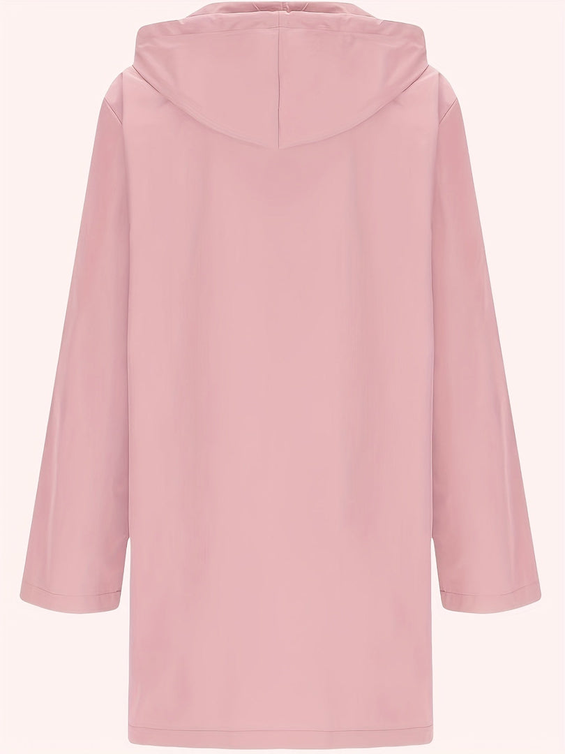 Women's Trench Coat Hooded Button Front Longline Pocket Style