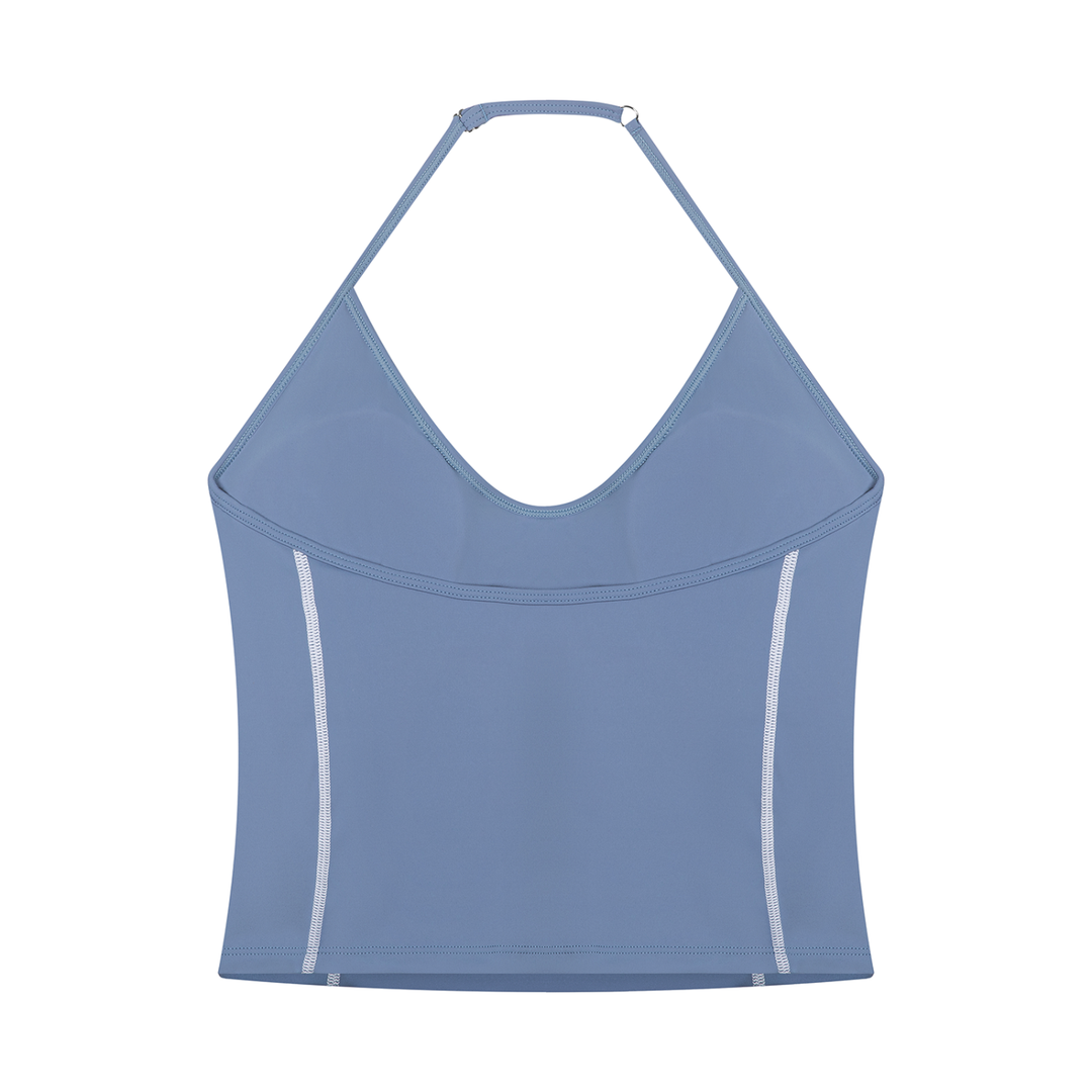 Aria Halter Tank Top - In Blue