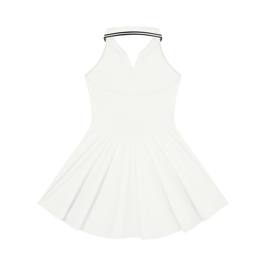 Lucia Collared Halter A-Line Tennis One Piece Dress - In White