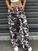 Load image into Gallery viewer, Women's Camo Cargo Pants Wide Leg Drawstring Waist Baggy Fit
