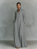 Load image into Gallery viewer, Effortless Plaid Maxi Dress for Women with V Neck Long Sleeve Oversized Casual Shirt Dress Style
