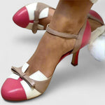 Load image into Gallery viewer, Women's Wedding Shoes Bow Detail Colorblock Heel Style
