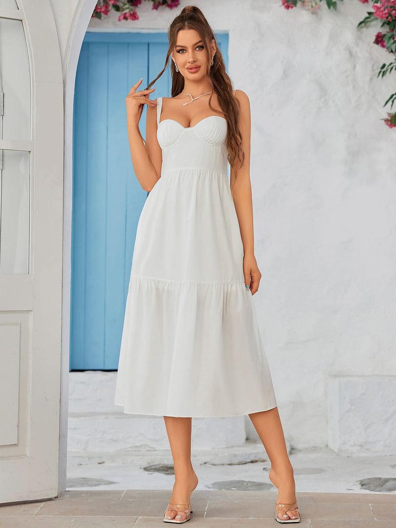 Backless Bustier Midi Dress | Cocktail Dress, Wedding Guest Dress