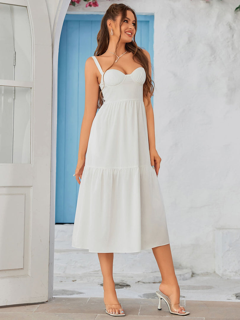 Backless Bustier Midi Dress | Cocktail Dress, Wedding Guest Dress