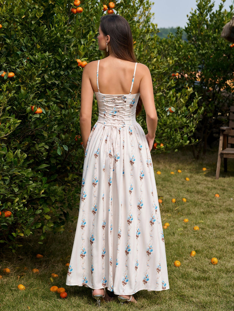 Backless Crisscross Tie Pocket Floral Print Dress | Wedding Guest Dress, Vacation Dress