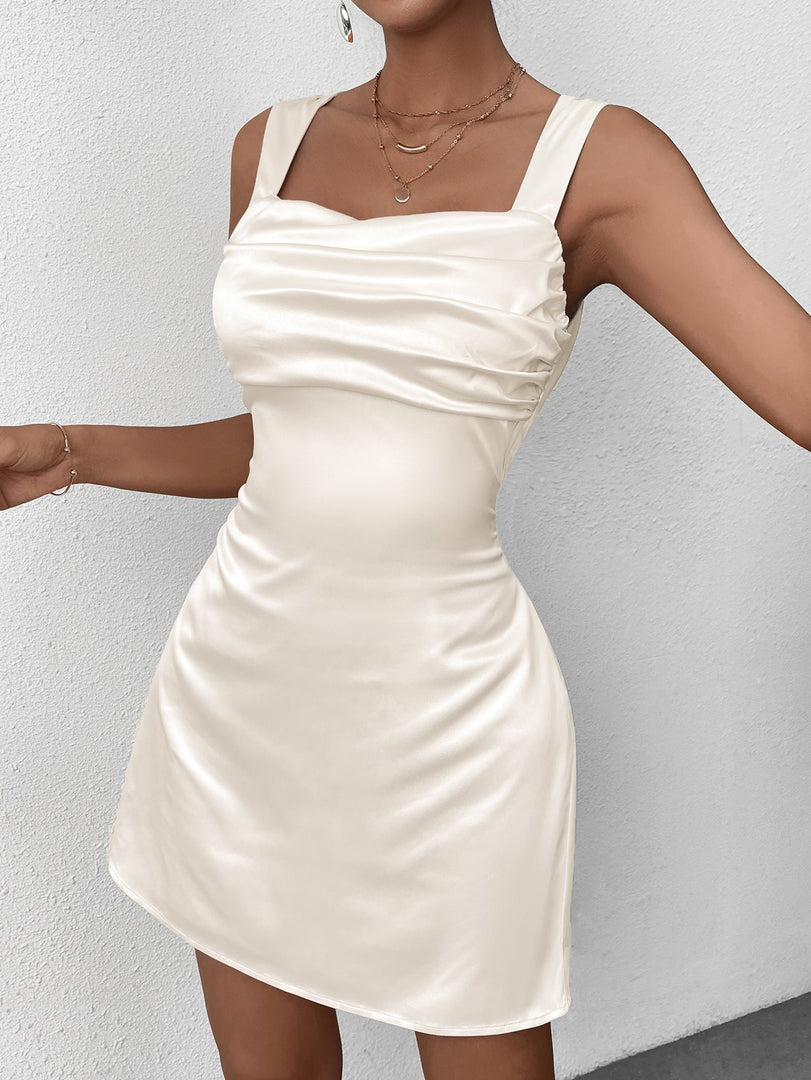 Backless Ruched Tie Back Draped Mini Dress | Homecoming Dress