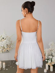 Backless Satin Patchwork Lace Hem Cami Dress | Formal Dress