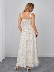 Backless Split Pocket Floral Print Maxi Dress | Wedding Guest Dress, Vacation Dress