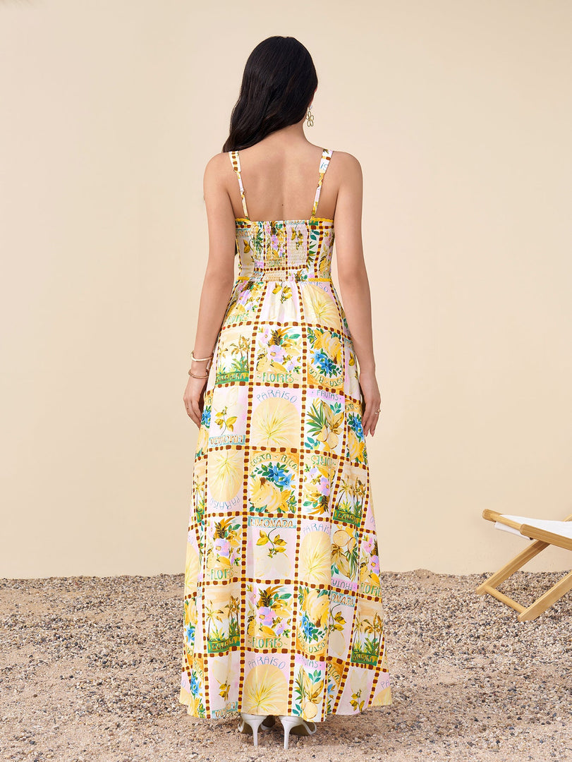 Backless Split Thigh Floral Print Maxi Dress | Wedding Guest Dress, Vacation Dress