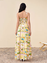 Backless Split Thigh Floral Print Maxi Dress | Wedding Guest Dress, Vacation Dress