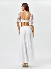 Backless Zipper Lace Crop Top&Lace A-Line Skirt | Vacation Two-Piece Set