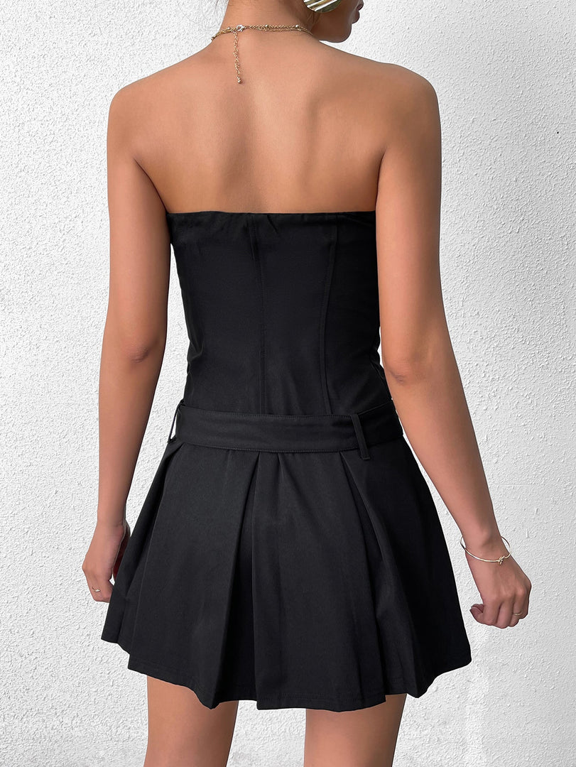 Belt Pleated Bodycon Tube Dress | Homecoming Dress, Cocktail Dress