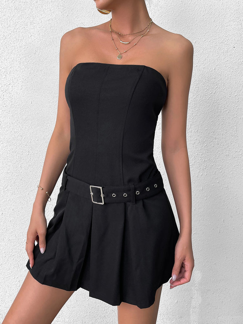 Belt Pleated Bodycon Tube Dress | Homecoming Dress, Cocktail Dress