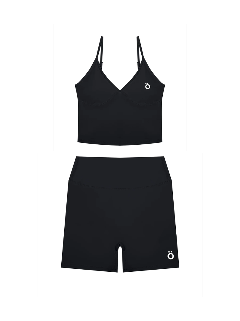 Tertia + Antonia V-Neck & High Waisted Yoga Matching Set - in Dark Colors