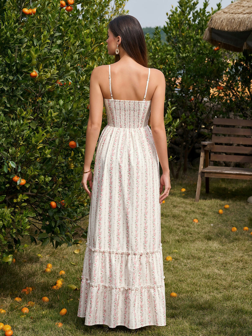 Bow Tie Front Flounce Trim Pocket Floral Print Dress | Wedding Guest Dress, Vacation Dress
