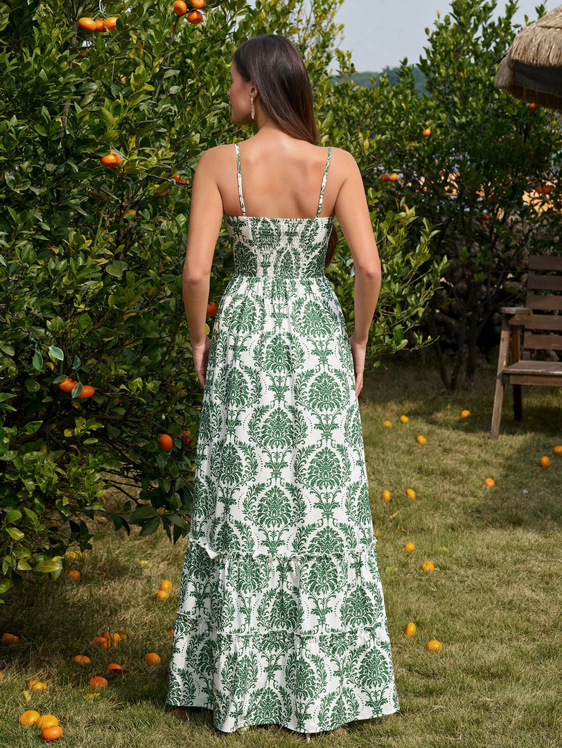 Bow Tie Front Flounce Trim Pocket Floral Print Dress | Wedding Guest Dress, Vacation Dress