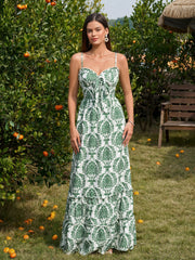 Bow Tie Front Flounce Trim Pocket Floral Print Dress | Wedding Guest Dress, Vacation Dress