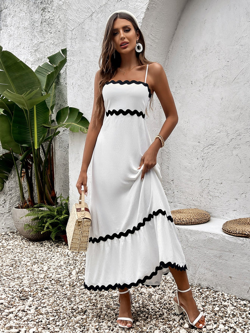 Contrast Color Ruched Backless Cami Dress | Vacation Dress