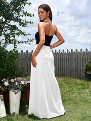 Contrast Ruched Waist Tube Maxi Dress | Prom Dress, Formal Dress