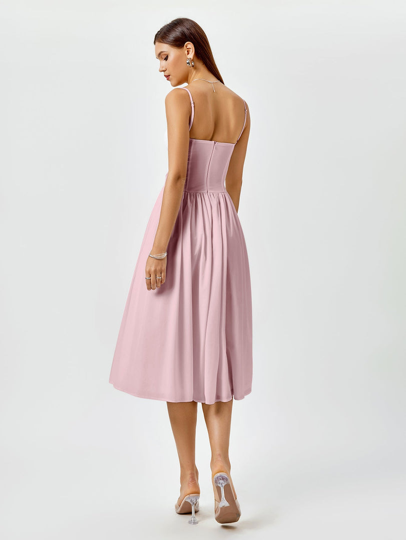 Corset Backless Solid Midi Dress | Wedding Guest Dress