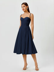 Corset Backless Solid Midi Dress | Wedding Guest Dress