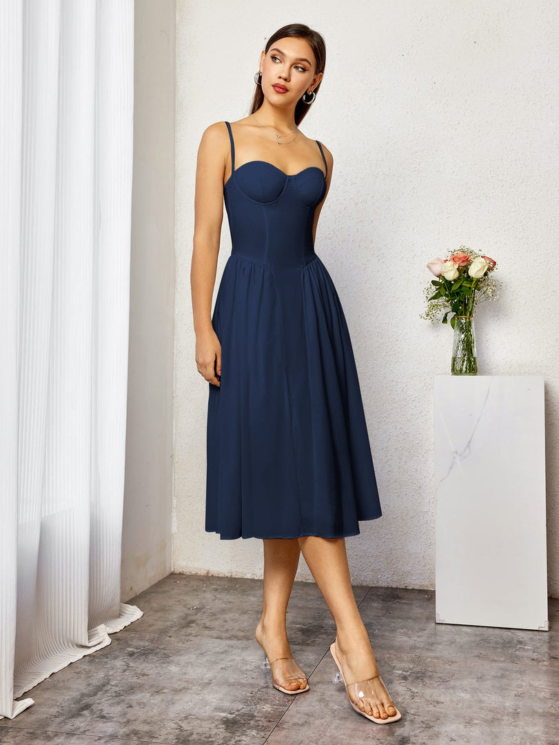 Corset Backless Solid Midi Dress | Wedding Guest Dress