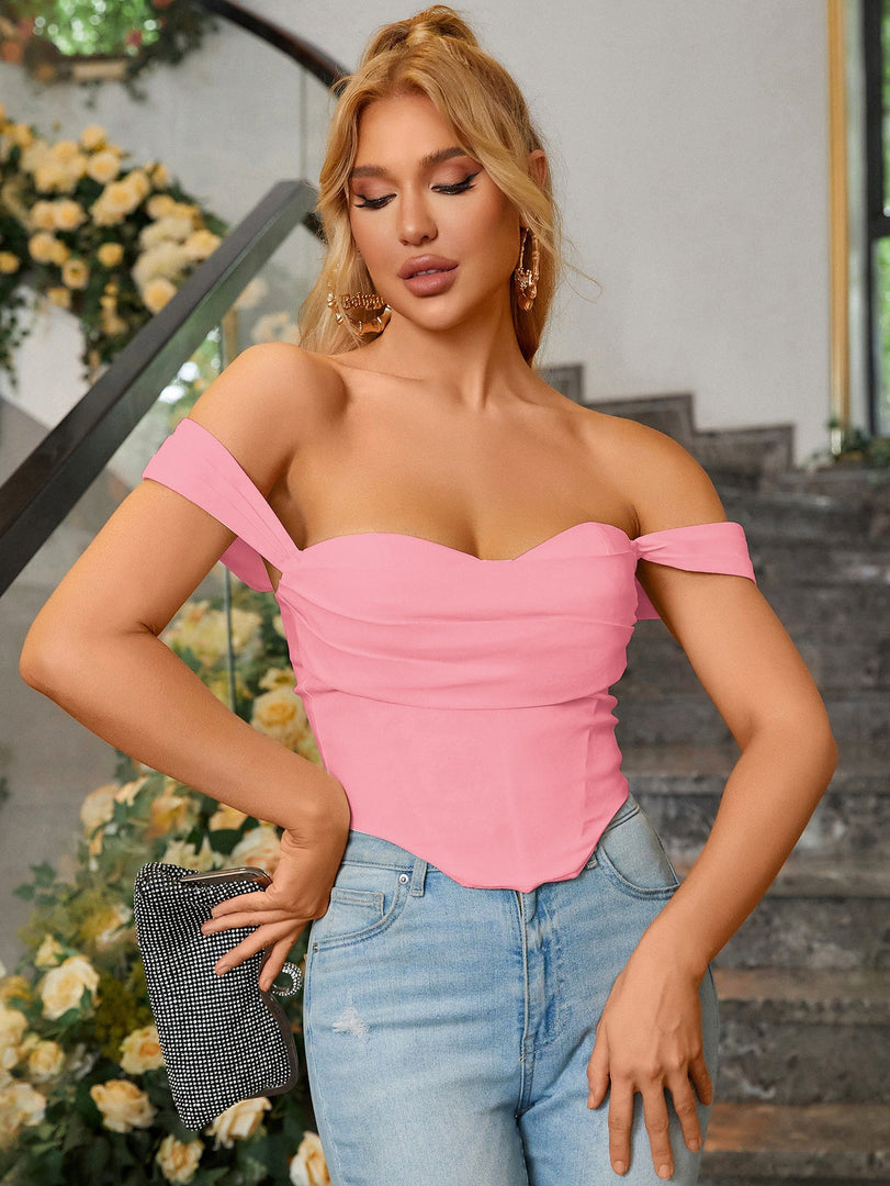 Cowl Neck Strap Corset Top | Cocktail Party Top