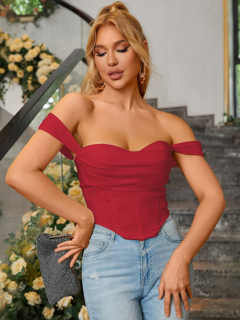 Cowl Neck Strap Corset Top | Cocktail Party Top