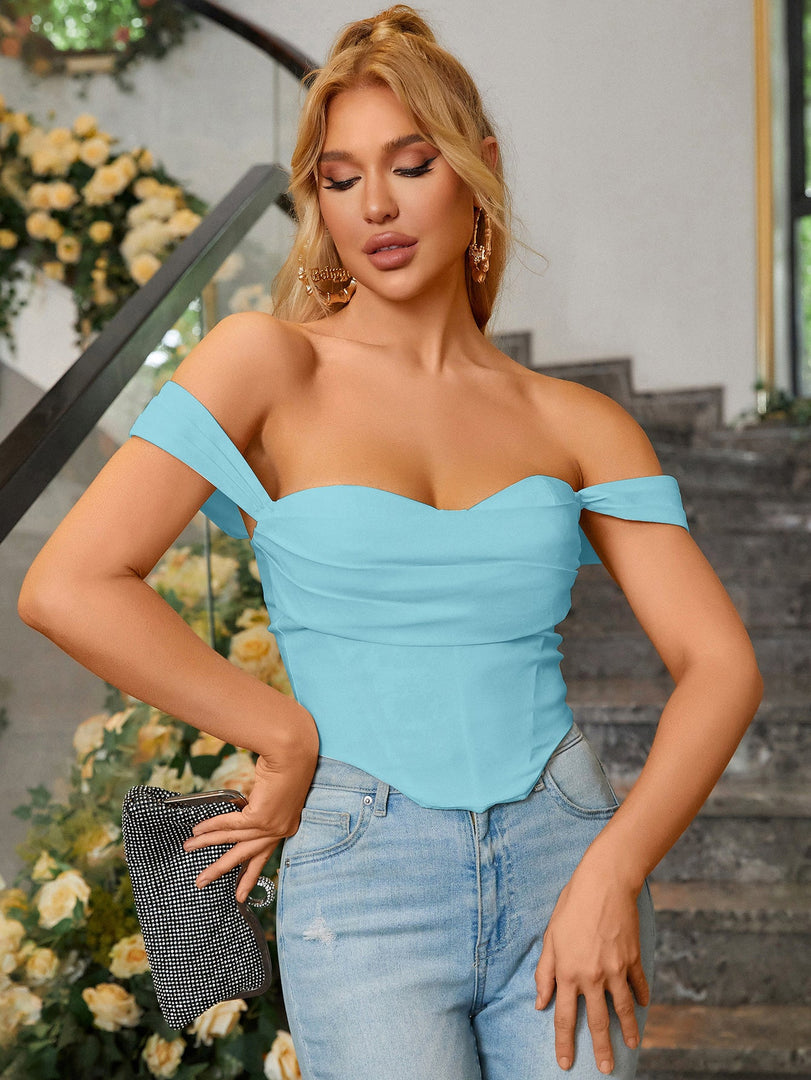 Cowl Neck Strap Corset Top | Cocktail Party Top