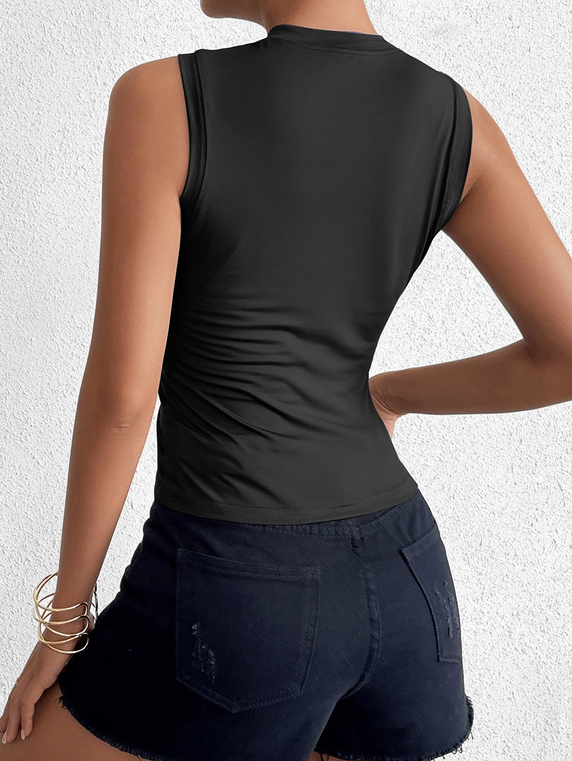 Crew Neck Sleeveless Tank Solid Top | Formal Event Top