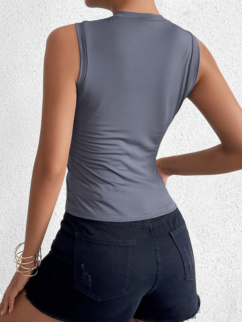 Crew Neck Sleeveless Tank Solid Top | Formal Event Top