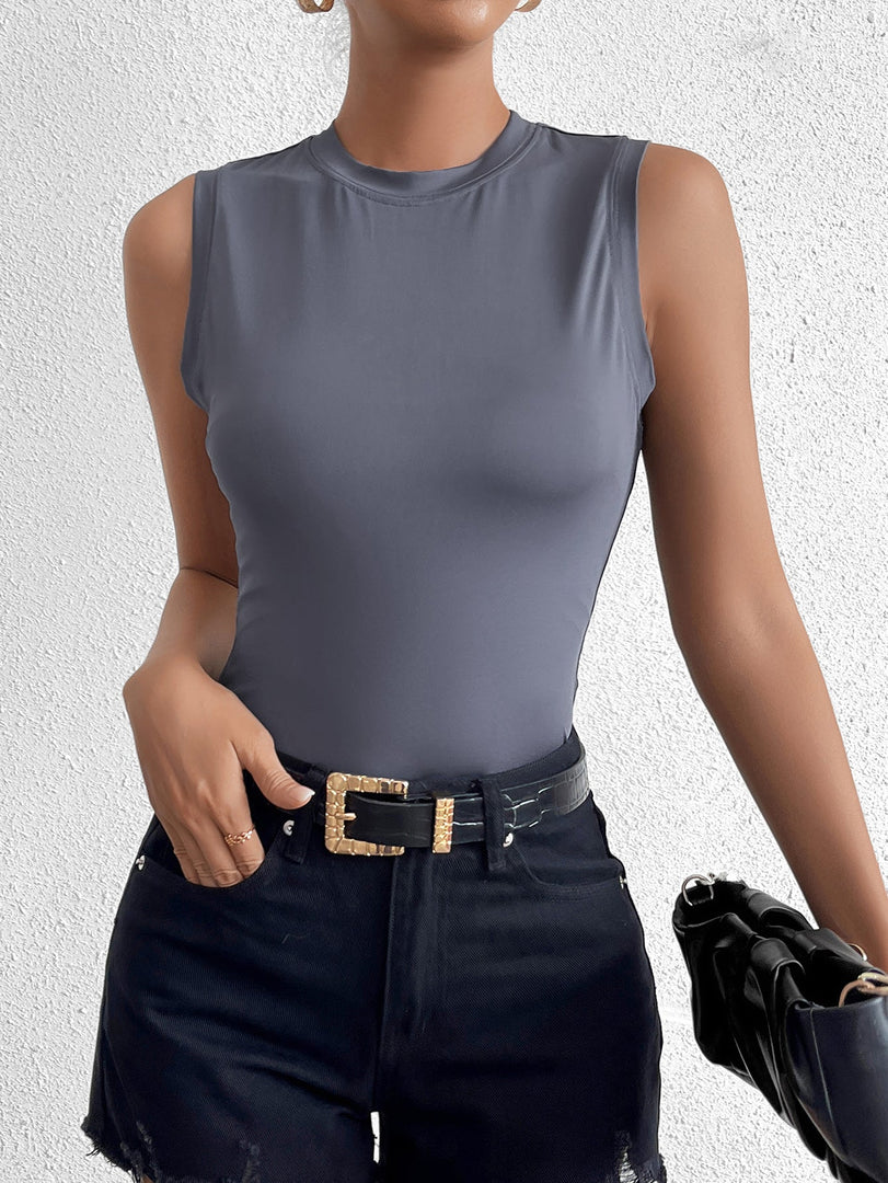 Crew Neck Sleeveless Tank Solid Top | Formal Event Top