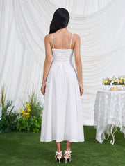 Crisscross Back Corset Lace Trim Cami Dress | Homecoming Dress