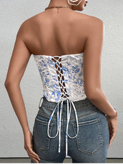 Crisscross Back Floral Print Tube Top | Vacation Top