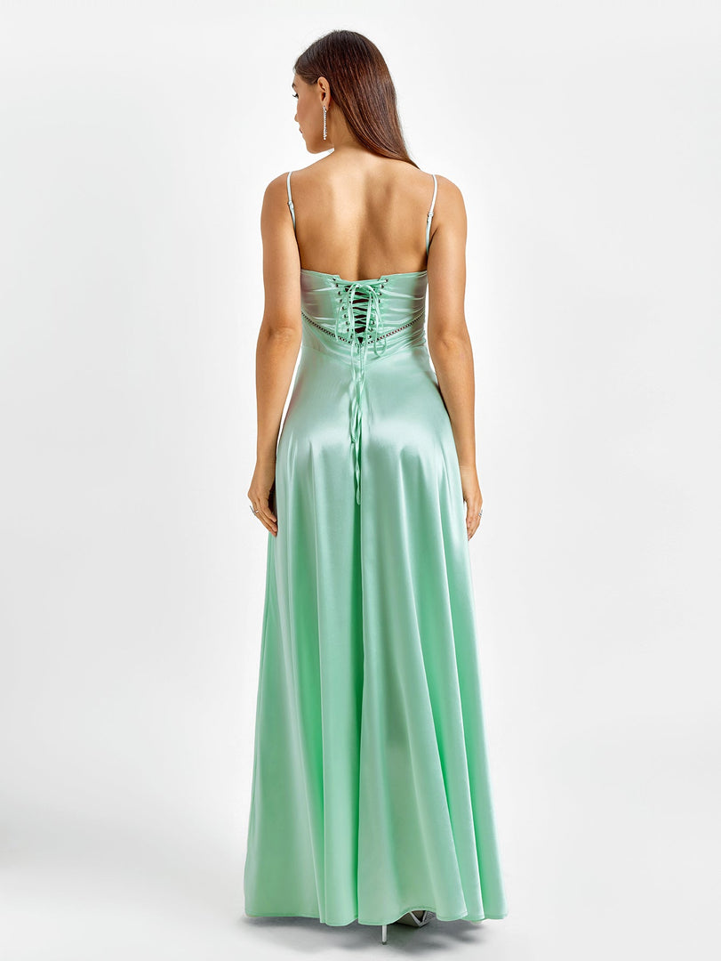 Crisscross Back Satin Maxi Dress | Bridesmaid Dress