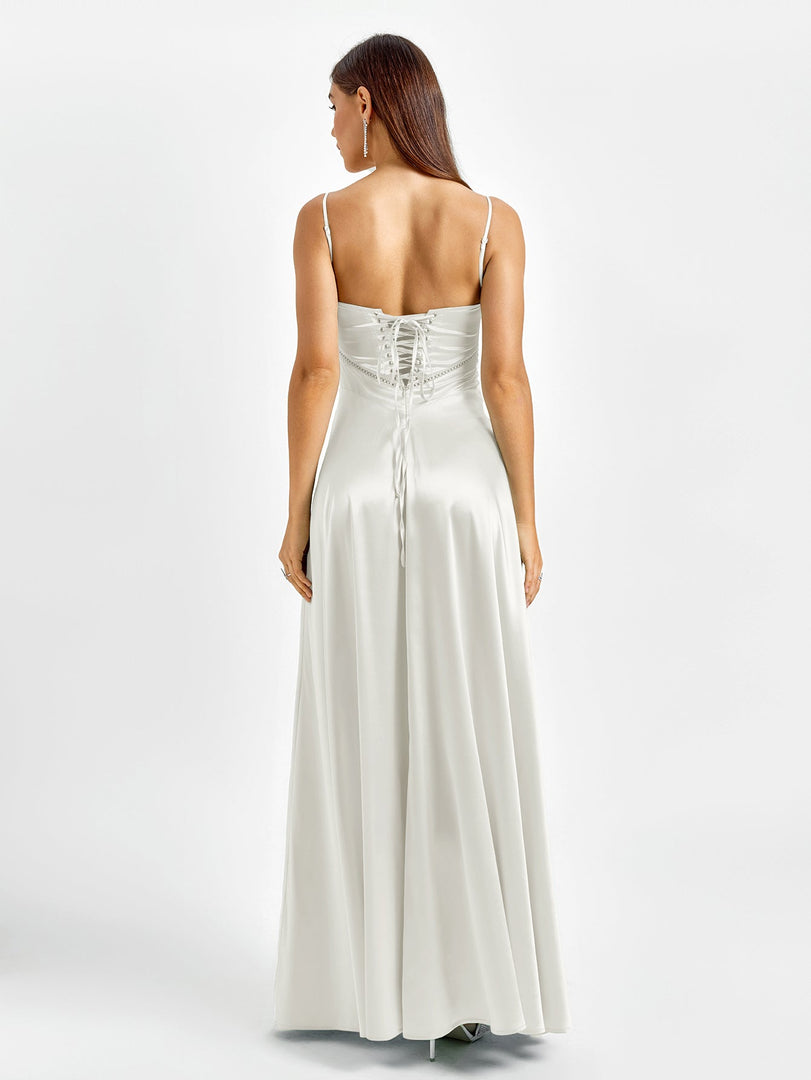 Crisscross Back Satin Maxi Dress | Bridesmaid Dress