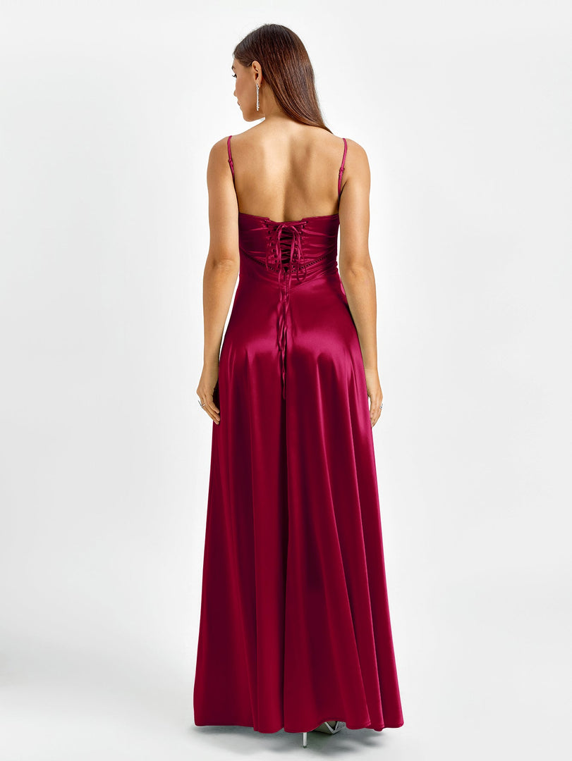 Crisscross Back Satin Maxi Dress | Bridesmaid Dress