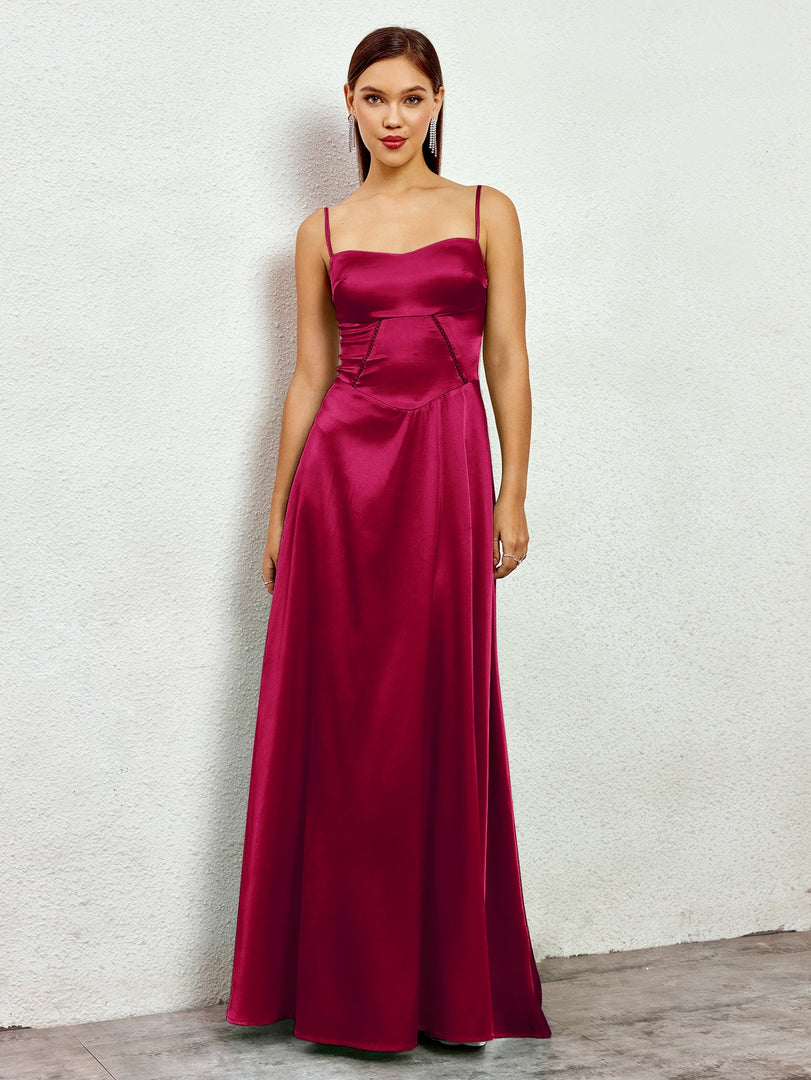 Crisscross Back Satin Maxi Dress | Bridesmaid Dress