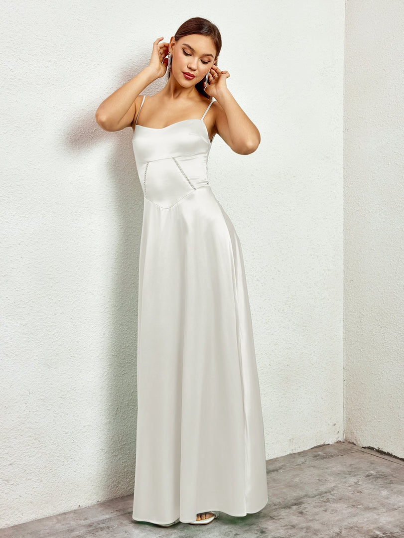 Crisscross Back Satin Maxi Dress | Bridesmaid Dress