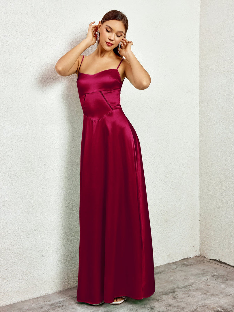 Crisscross Back Satin Maxi Dress | Bridesmaid Dress
