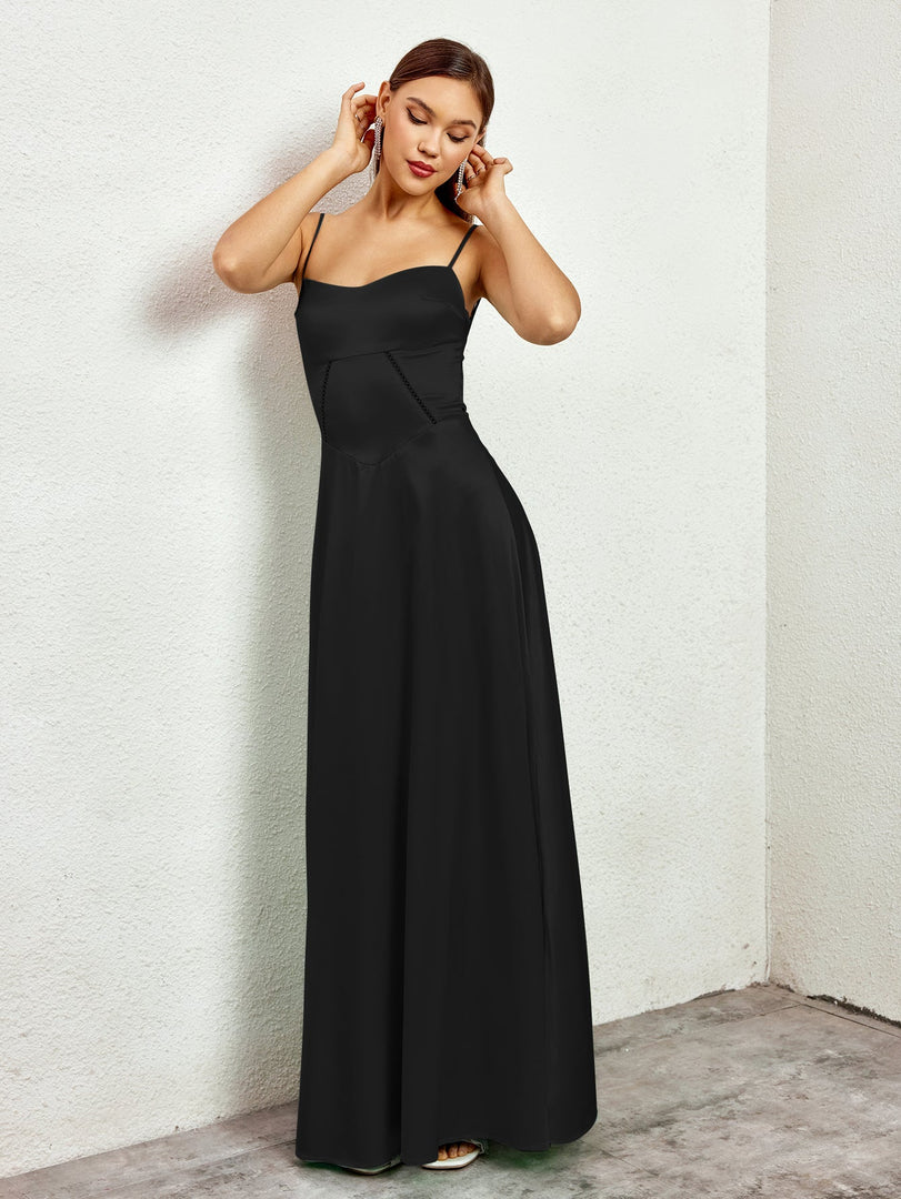 Crisscross Back Satin Maxi Dress | Bridesmaid Dress