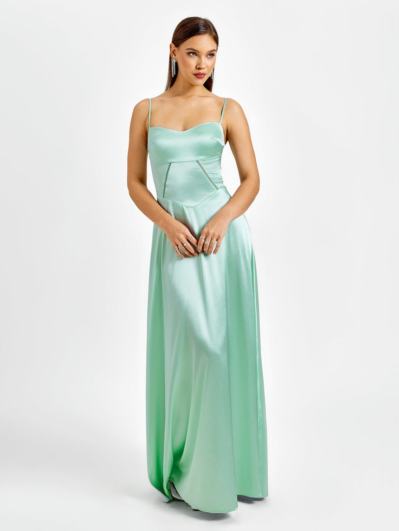 Crisscross Back Satin Maxi Dress | Bridesmaid Dress