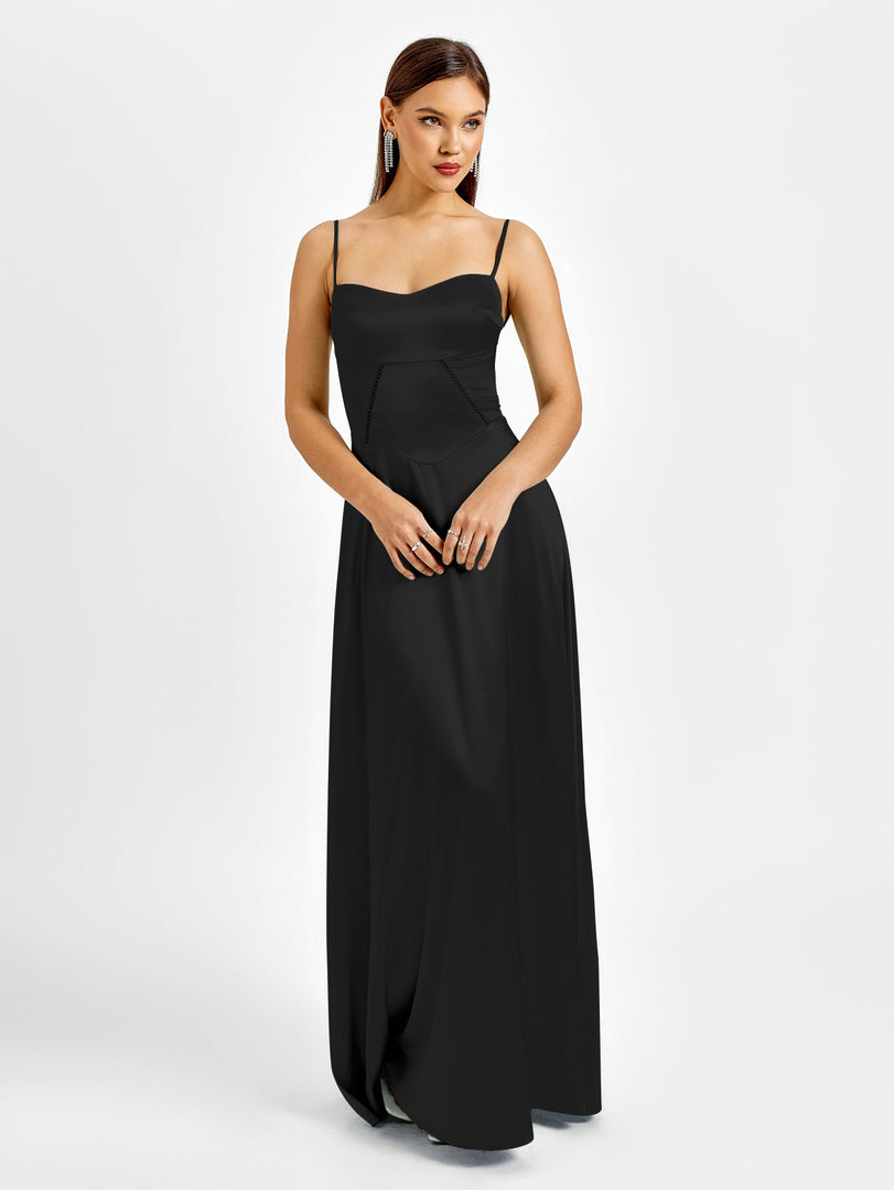 Crisscross Back Satin Maxi Dress | Bridesmaid Dress