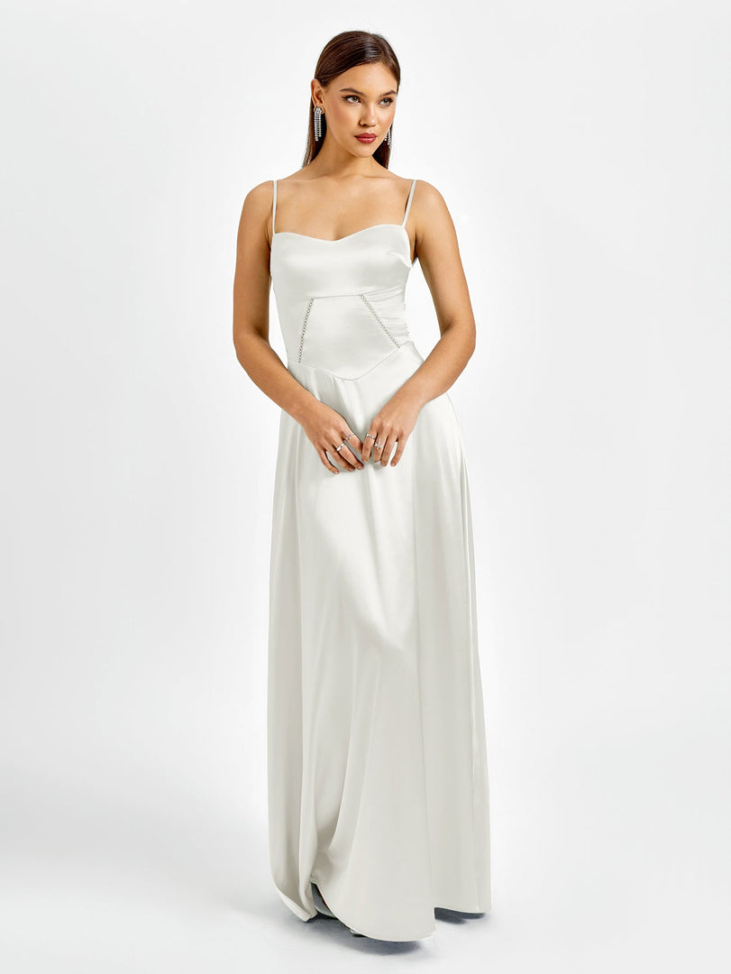 Crisscross Back Satin Maxi Dress | Bridesmaid Dress