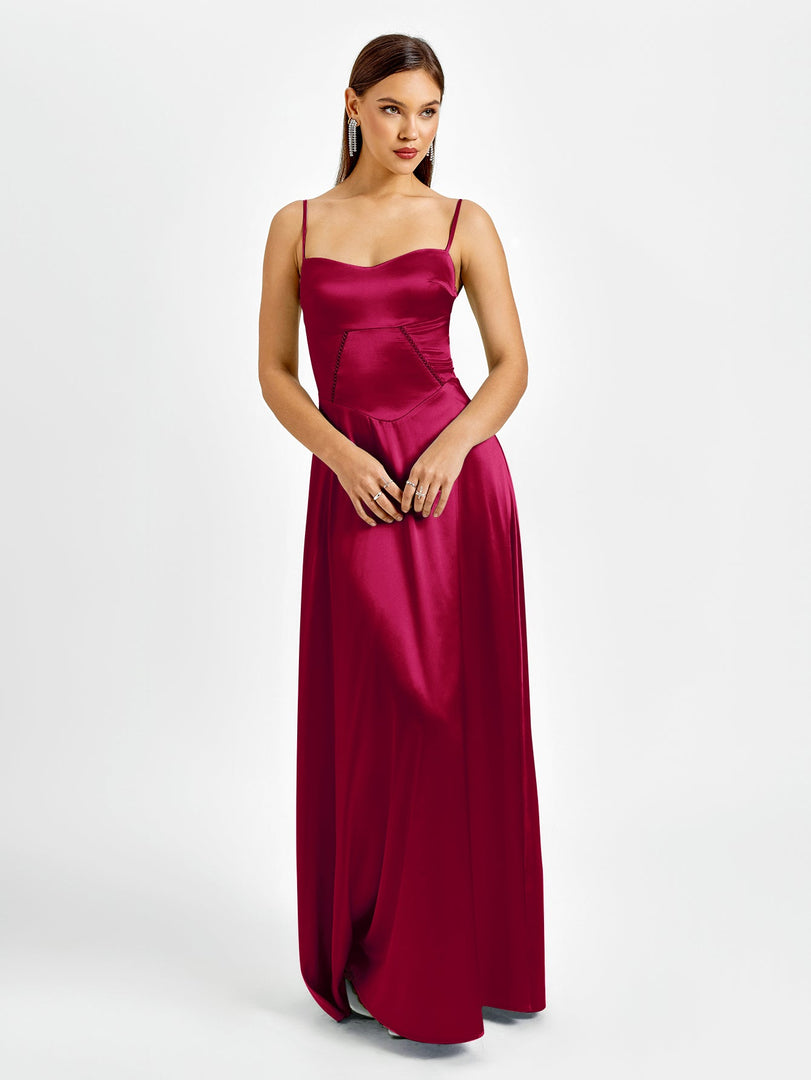 Crisscross Back Satin Maxi Dress | Bridesmaid Dress