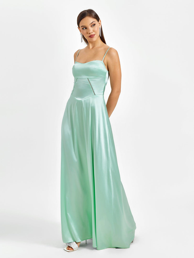 Crisscross Back Satin Maxi Dress | Bridesmaid Dress