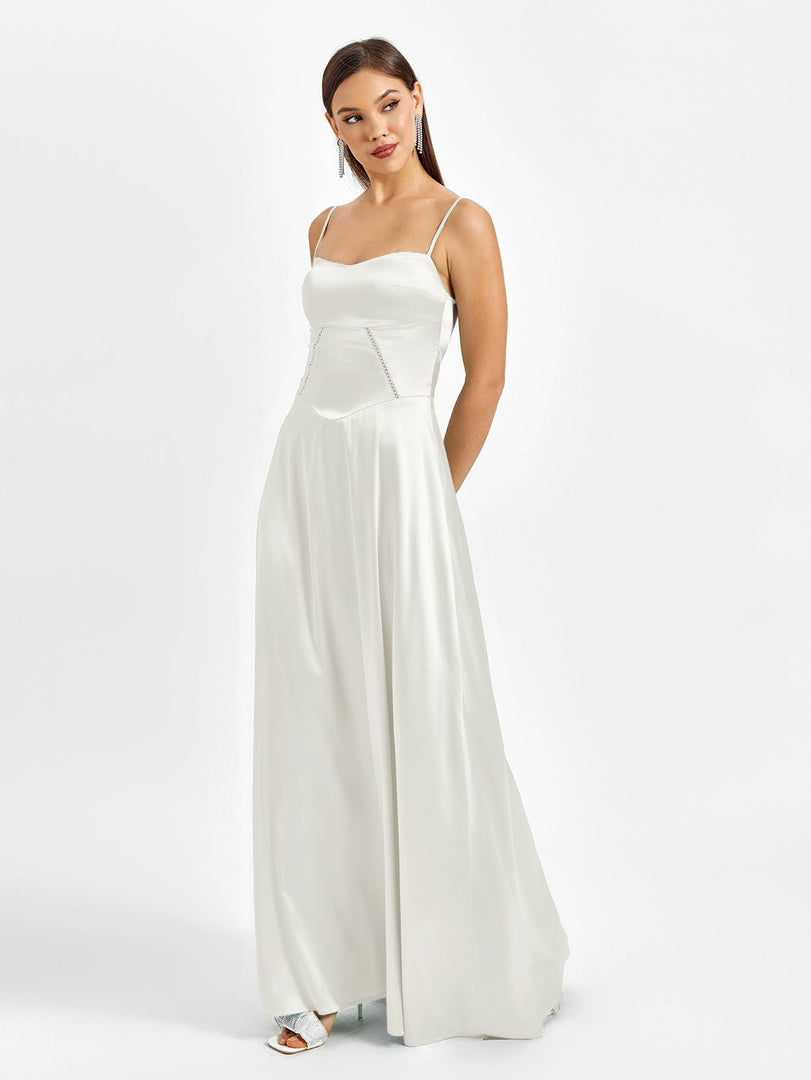 Crisscross Back Satin Maxi Dress | Bridesmaid Dress