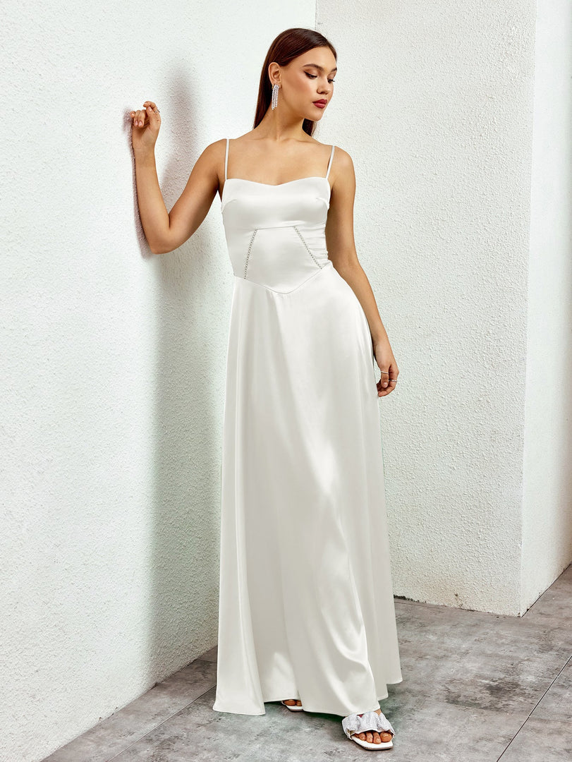 Crisscross Back Satin Maxi Dress | Bridesmaid Dress